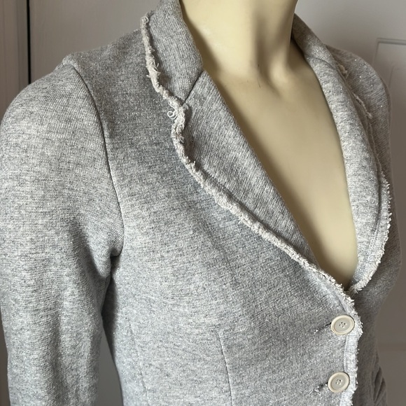 Ottod’ame Gray Speckled Cotton Distressed Blazer Jacket 6 - Picture 11 of 16